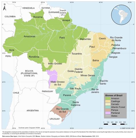 Map Of Brazil With Indication Of The Different Biomes And States Based