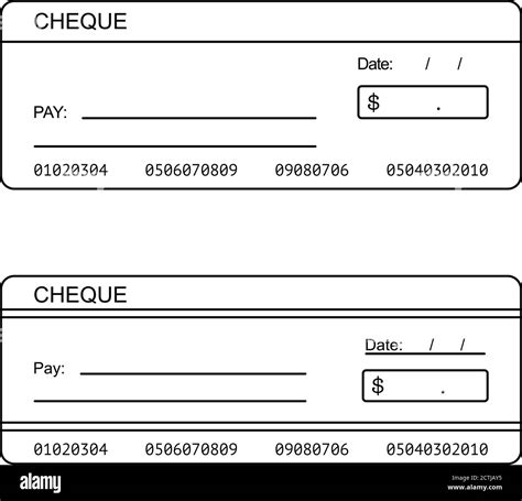 Cheque En Blanco Para Cheque Personal O Bancario En Vector Imagen
