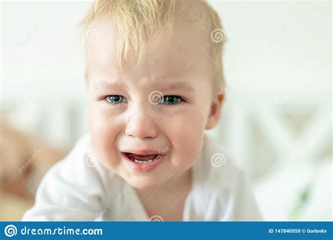 ✓ free for commercial use ✓ high quality images. Cute Caucasian Blond Toddler Boy Portrait Crying At Home ...