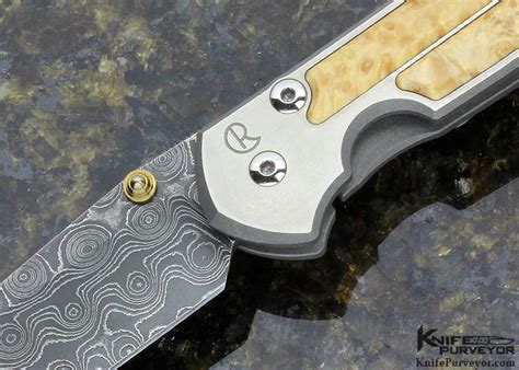 Chris Reeve Custom Knife Damascus Box Elder Burl Wood Small Sebenza Frame Lock Knife Purveyor