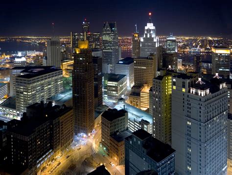Downtown Detroit At Night A Night Picture Of Detroit City Flickr