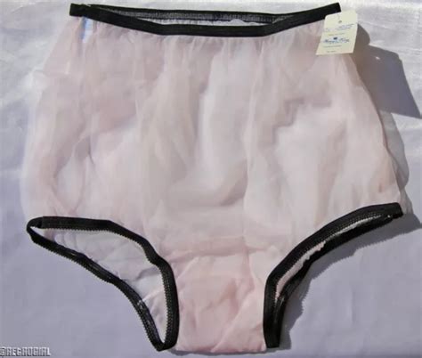 Rg Vintage Retro Nancy King Sheer Pink Nylon Pin Up Brief Panties Size