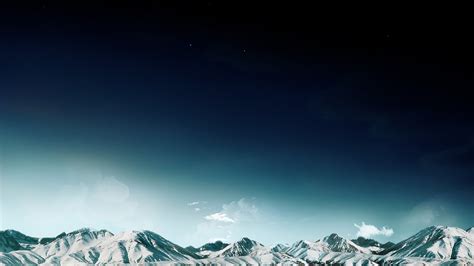 Wallpaper Mountains Night Space Sky Snow Stars Clouds Snowy