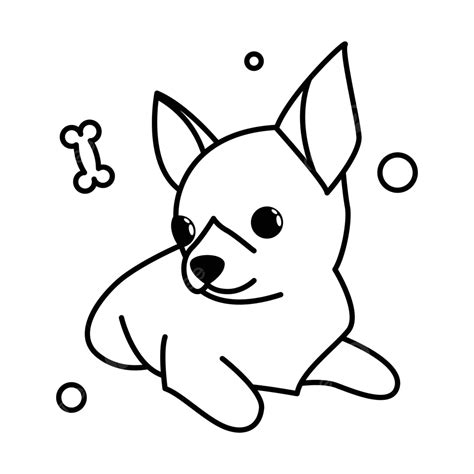 Outline Style Cute Cartoon Vector Illustration Icon Of A Chihuahua