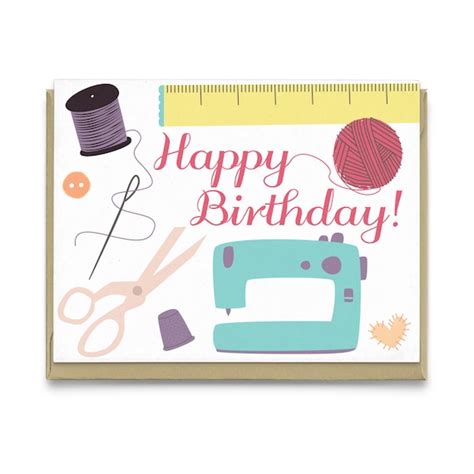 Sew Happy Greeting Card For Birthdays Crafty Ladies Ft Etsy