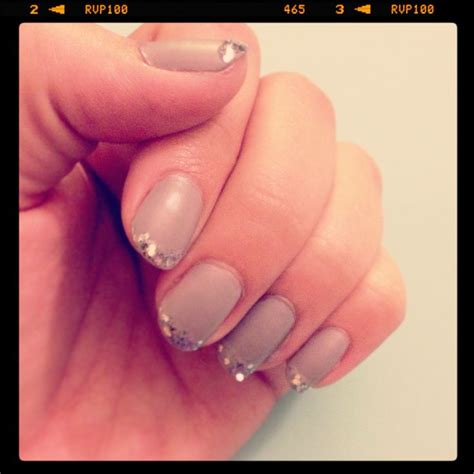 Matte Grey Nails With Glitter Tips Nails Glitter Tip Nails Grey Matte Nails