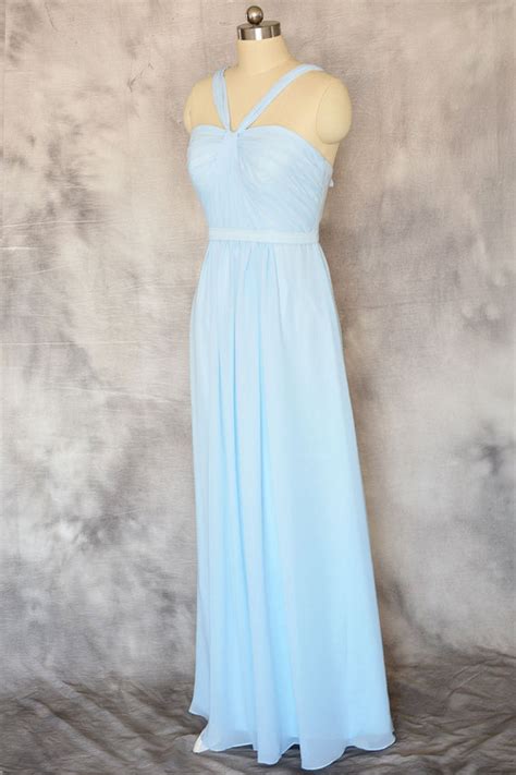 Chiffon Light Blue Sweetheart Ruched Prom Dressesfloor Length