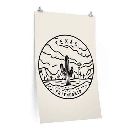 Texas Poster State Design Texas Print Picture Hand Drawn Art Etsy
