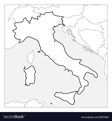 Map Italy Black Thick Outline Highlighted Vector Image