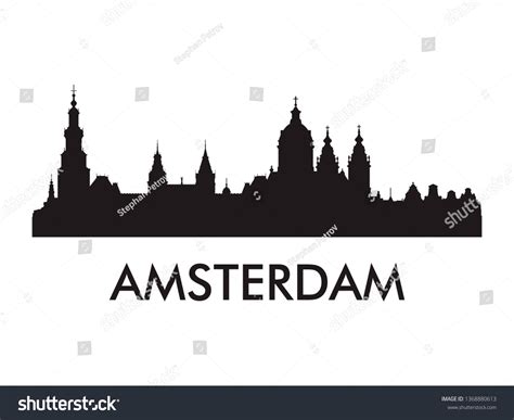 Amsterdam Skyline Silhouette Vector Famous Places Stock Vector Royalty