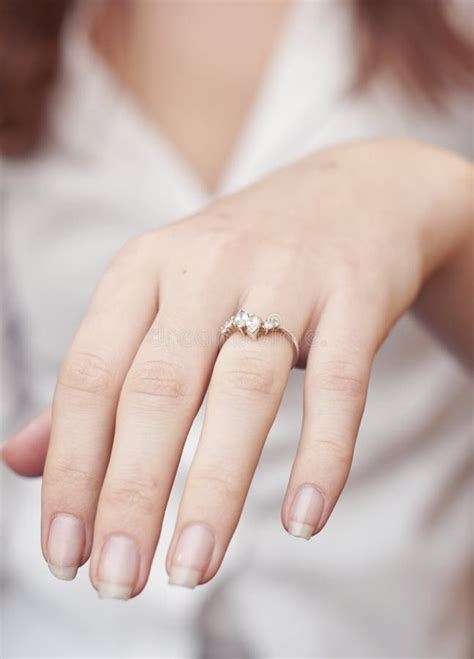 Engagement Ring Into A Finger Stock Image Image Of Natural Love