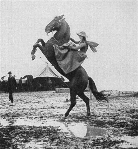 Sharpshooter Annie Oakley Riding Sidesaddle On Rearing Horse In 1890