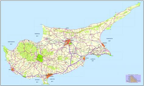 Road Map Of Cyprus Map Of Road Cyprus Southern Europe Europe
