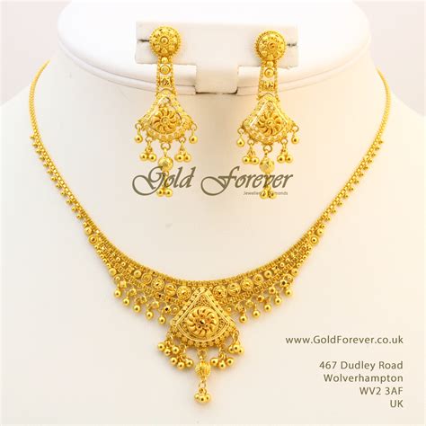 22 Carat Indian Gold Necklace Set 24 Grams Code Ns1084 Gold Forever