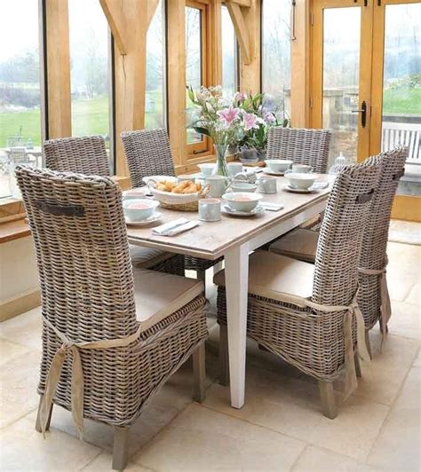 Round dining table features 2 dia. 20+ Rattan Dining Tables and Chairs | Dining Room Ideas