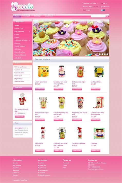 7 Best Candy Cupcake And Sweet Store Ecommerce Website Templates Sweet