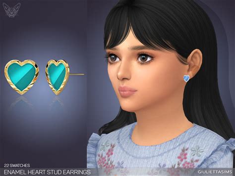 The Sims Resource Enamel Heart Stud Earrings For Kids