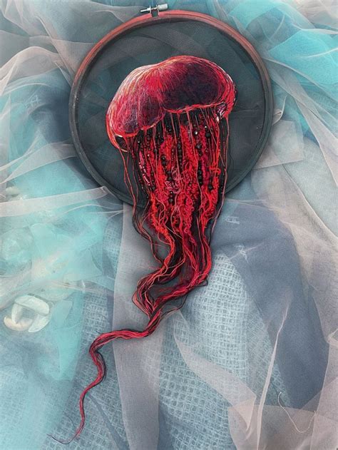 Fire Jellyfish By Yuliya Ku Embroidery Patterns Vintage Embroidery