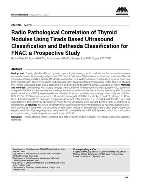 Pdf Radio Pathological Correlation Of Thyroid Nodules Using Tirads