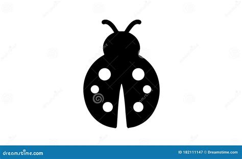 Ladybug Silhouette On White Background Stock Illustration