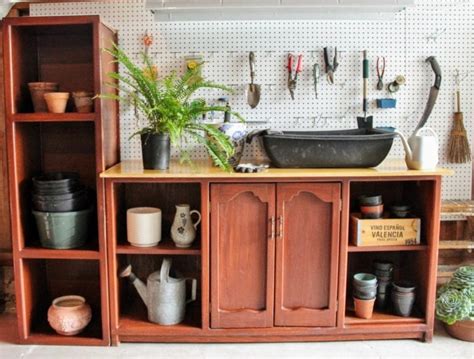 An Old Entertainment Center Becomes A Potting Bench My Sweet Cottage