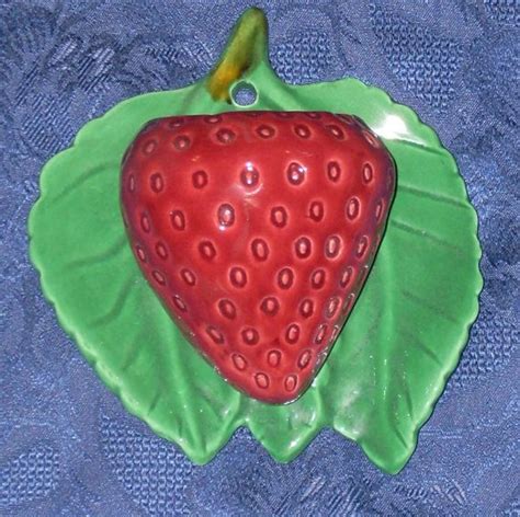 Vintage Strawberry Ceramic Wall Pocket Planter Vase Etsy