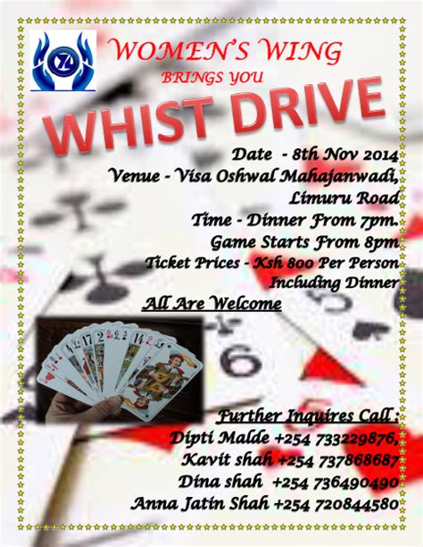 Whist Drive Oshwal Youth League Nairobi