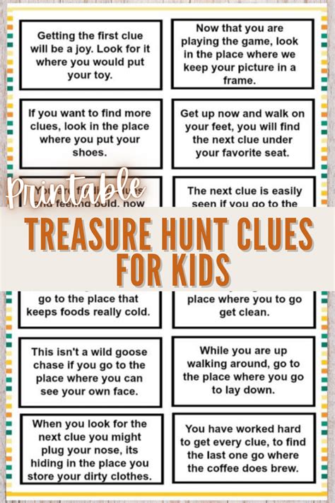 Treasure Hunt Clues For Kids