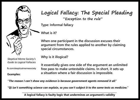Special Pleading Fallacy Logical Fallacies Logic Critical Thinking