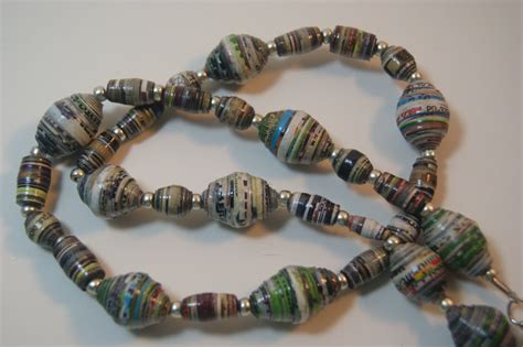Multicolored Large Paper Bead Necklace