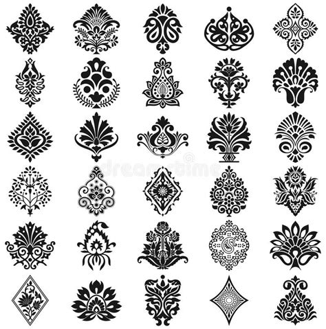 Download Damask Floral Pattern Set Stock Vector Illustration Of