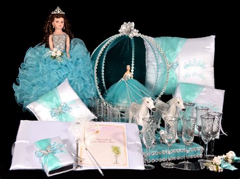 Cinderella Quinceanera Package Toasting Set Doll Pillows Guest Book