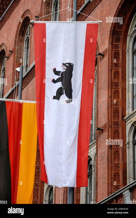 The City Of Berlin Flag Flies From Public Buildings In Berlin Germany