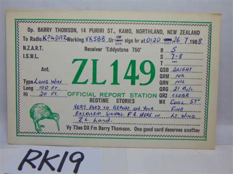 Vintage Qsl Card Amateur Radio History 1968 Northland New Zealand N Z Bedtime 9 99 Picclick