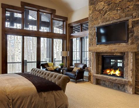 20 Beautiful Bedrooms With Stone Fireplace Designs