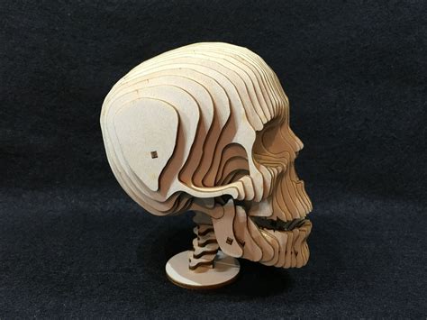 Laser Cut Wooden Skull 3d Modelpuzzle Kit Ebay