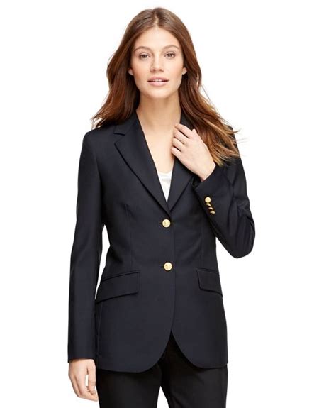 Womens Classic Single Breasted Navy Blue Blazer Brooks Brothers