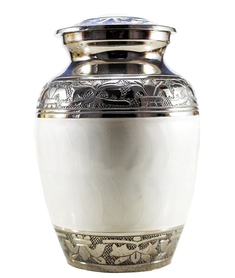 Esplanade White Brass Cremation Urn Memorials Urns Container Jar Pot