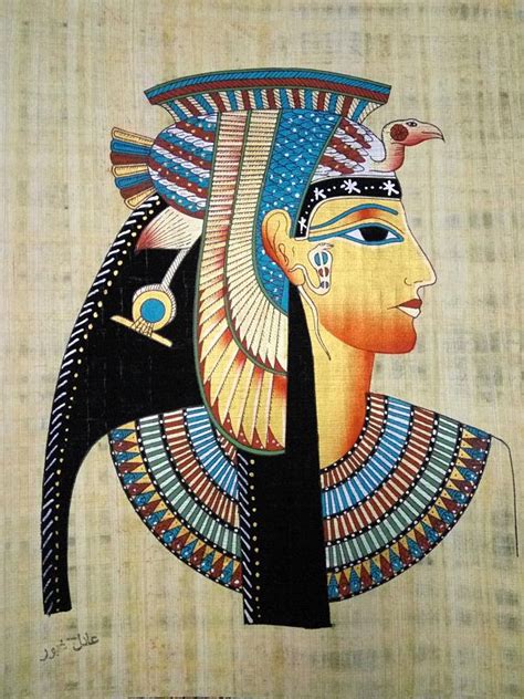 Papyrus Painting Cleopatra Egyptian Art On Papyrus Egypt Egyptian