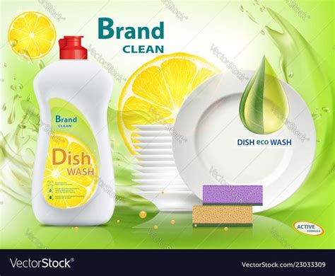 Dishwashing Liquid Soap With Lemon Packaging With Template Label