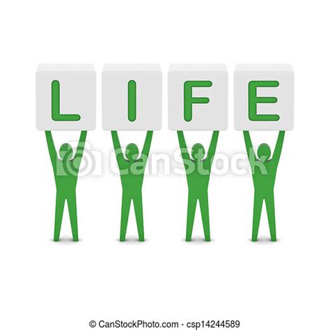 Stock Illustration Of Men Holding The Word Life Concept 3d