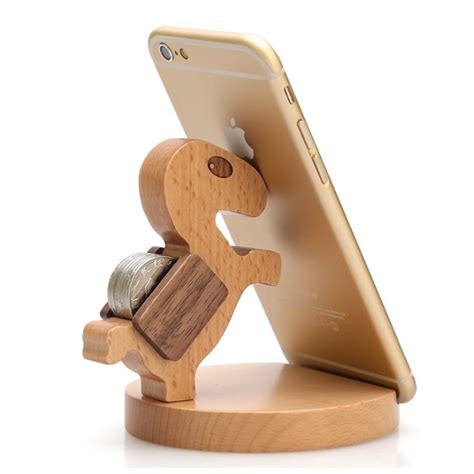 Creative Cute Natural Wooden Cell Phone Stand Best Offer