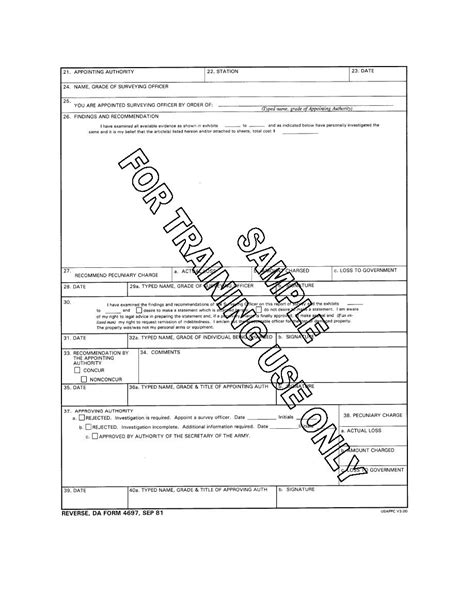 Figure 4 27 Da Form 4697 Department Of The Army Report Of Survey Back