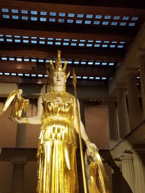 Gold Leaf Covered Statue Of Athena Inside The Parthenon In Nashville