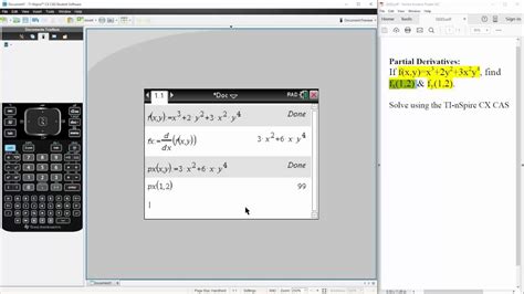 Calc 3 Partial Derivatives Ti Nspire Cx Cas Pta Youtube
