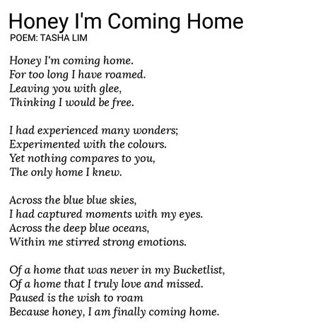 Poem 74 Honey Im Coming Home