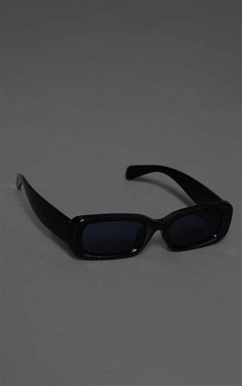 black rectangular slim frame sunglasses prettylittlething aus