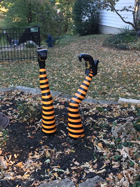 Orange Witch Leg Stakes Set Of Two Grandin Road Halloween Front