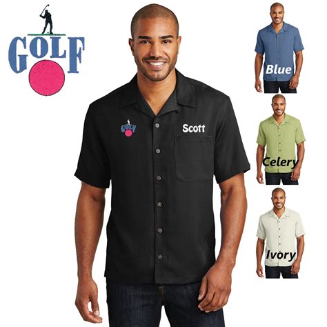 Personalized Mens Golf Shirt Golfers Logo Design Camp Shirt No Tuck