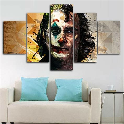 Joker Joaquin Phoenix Comic Five Piece Canvas Wall Art Home Decor Multi